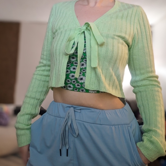 Green Knit Cardigan - Picture 1 of 5